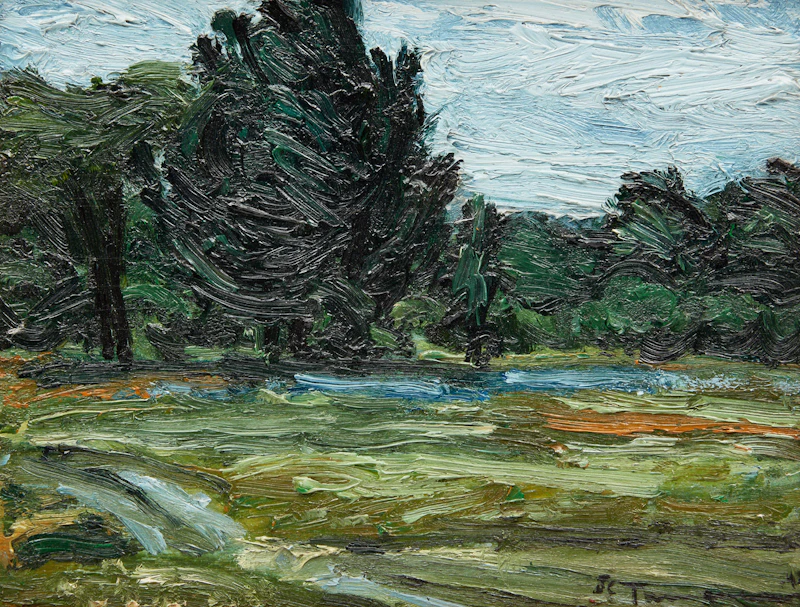 Jacques Godefroy de Tonnancour, Paysage, oil on board