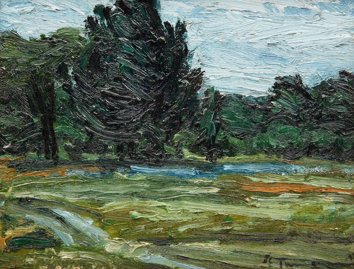 Jacques Godefroy de Tonnancour, Paysage, oil on board, 1942