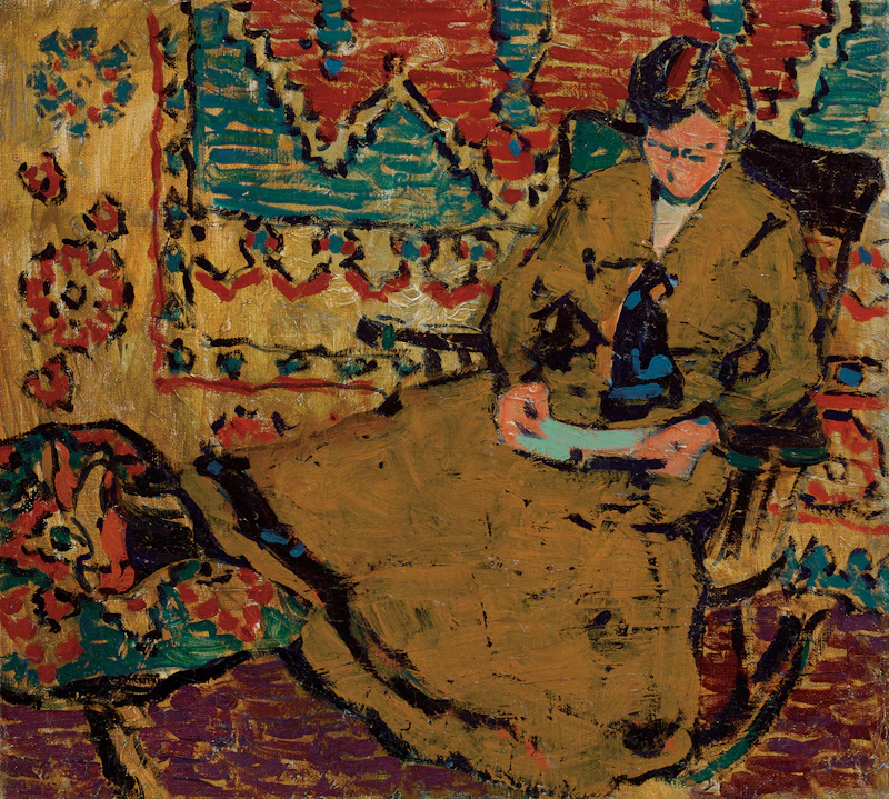 Woman and Tapestry Pattern (Patsy Milne) by David Brown Milne