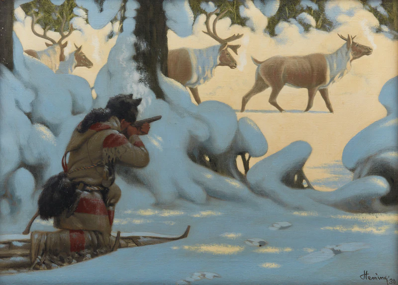 Arthur Henry Howard Heming, The Caribou Hunter, oil on canvas
