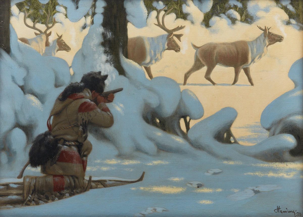 Arthur Henry Howard Heming, The Caribou Hunter, oil on canvas, 1930