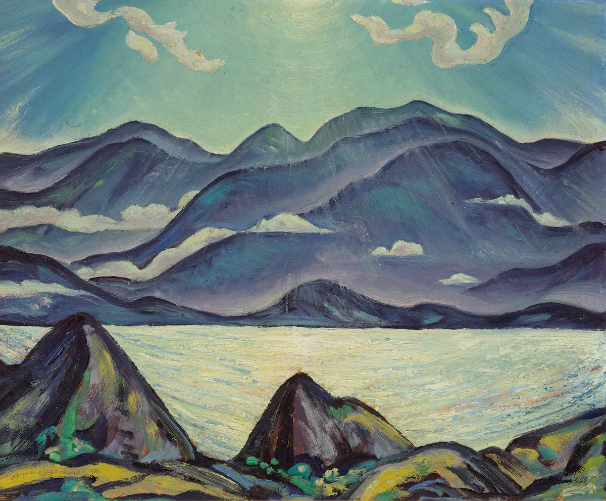 James Williamson Galloway Macdonald, Morning on Nootka Sound, B.C., oil on board, 1936