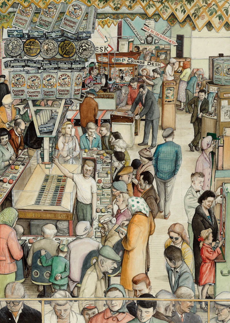 William Kurelek, Streets Pier, Worthing, circa 1957, gouache