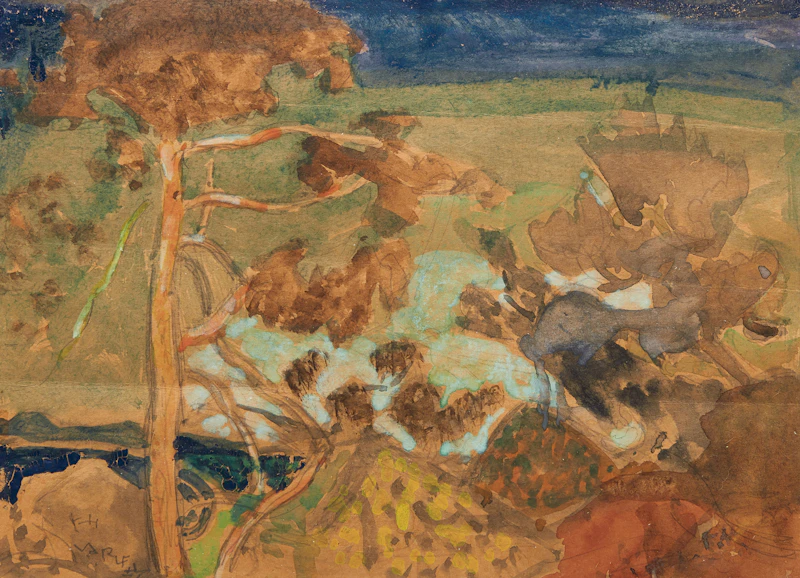 Frederick Horsman Varley, Woodnote, pencil and watercolour