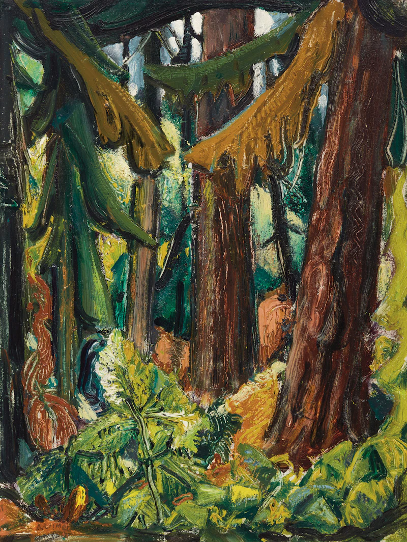 Arthur Lismer, In the Forest, Vancouver Island, B.C., oil on canvas board