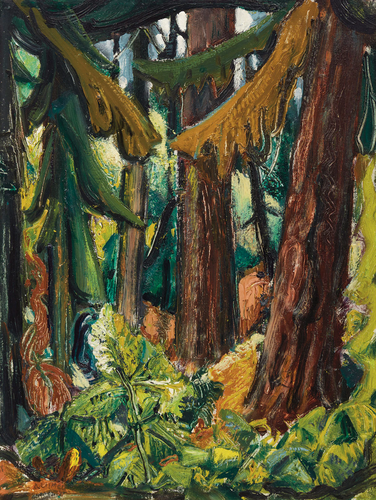 Arthur Lismer, In the Forest, Vancouver Island, B.C., oil on canvas board, 1952