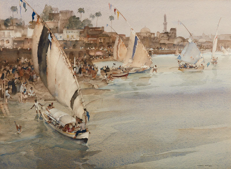 Sir William Russell Flint, Holiday After Ramadan, Cairo, watercolour