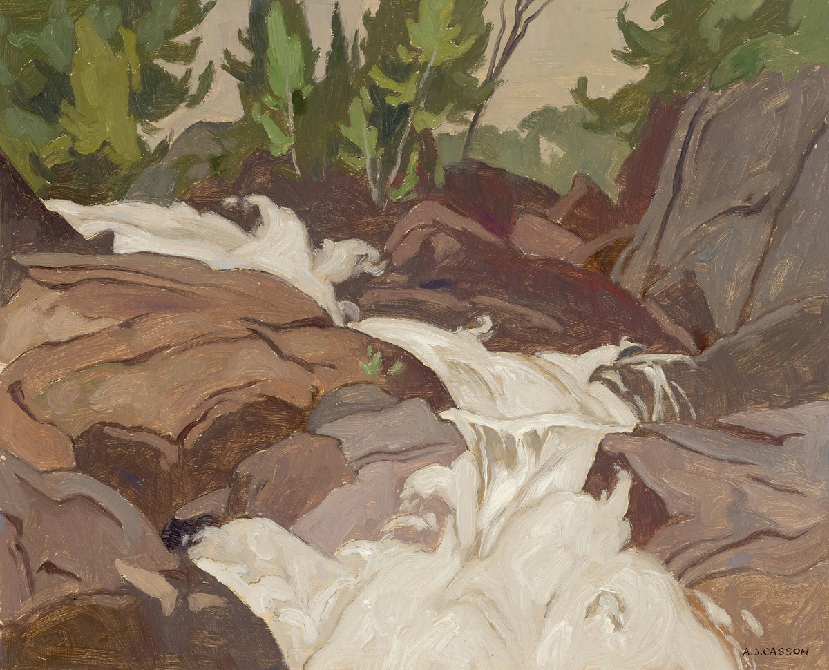 Alfred Joseph Casson, Ragged Falls - Oxtongue River, oil on board, 1969