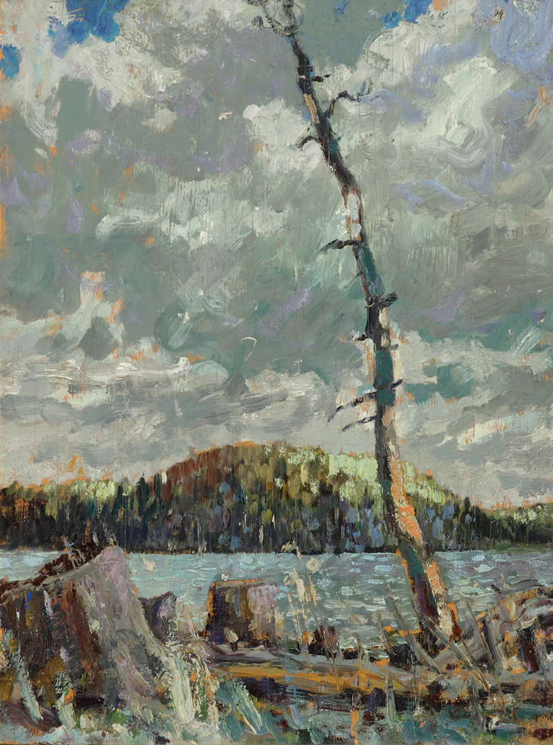 Arthur Lismer, Ragged Lake, Algonquin Park, May 1914, oil on wood panel