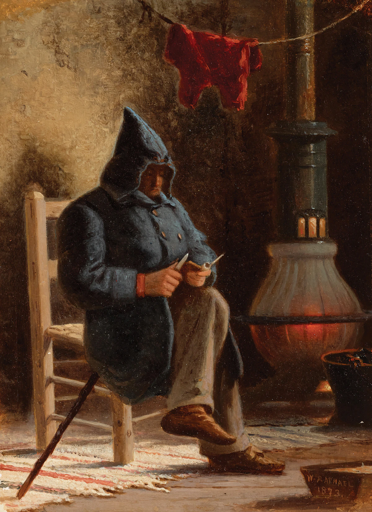William Raphael, The Habitant at Home, 1873, oil on paper laid down on cardboard