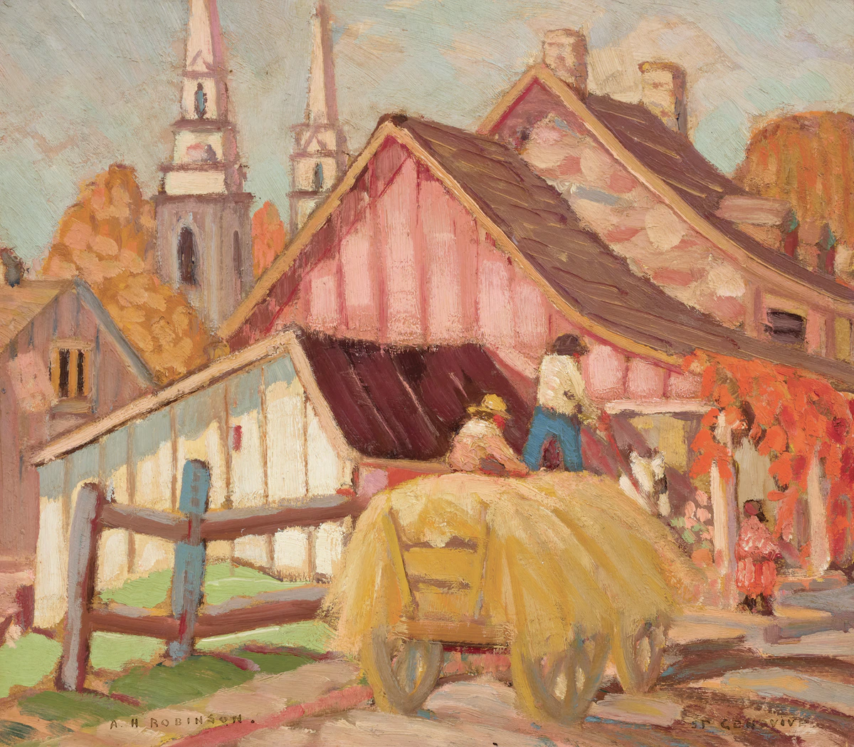 Albert Henry Robinson, Opulent Autumn, St. Geneviève, oil on panel, circa 1928