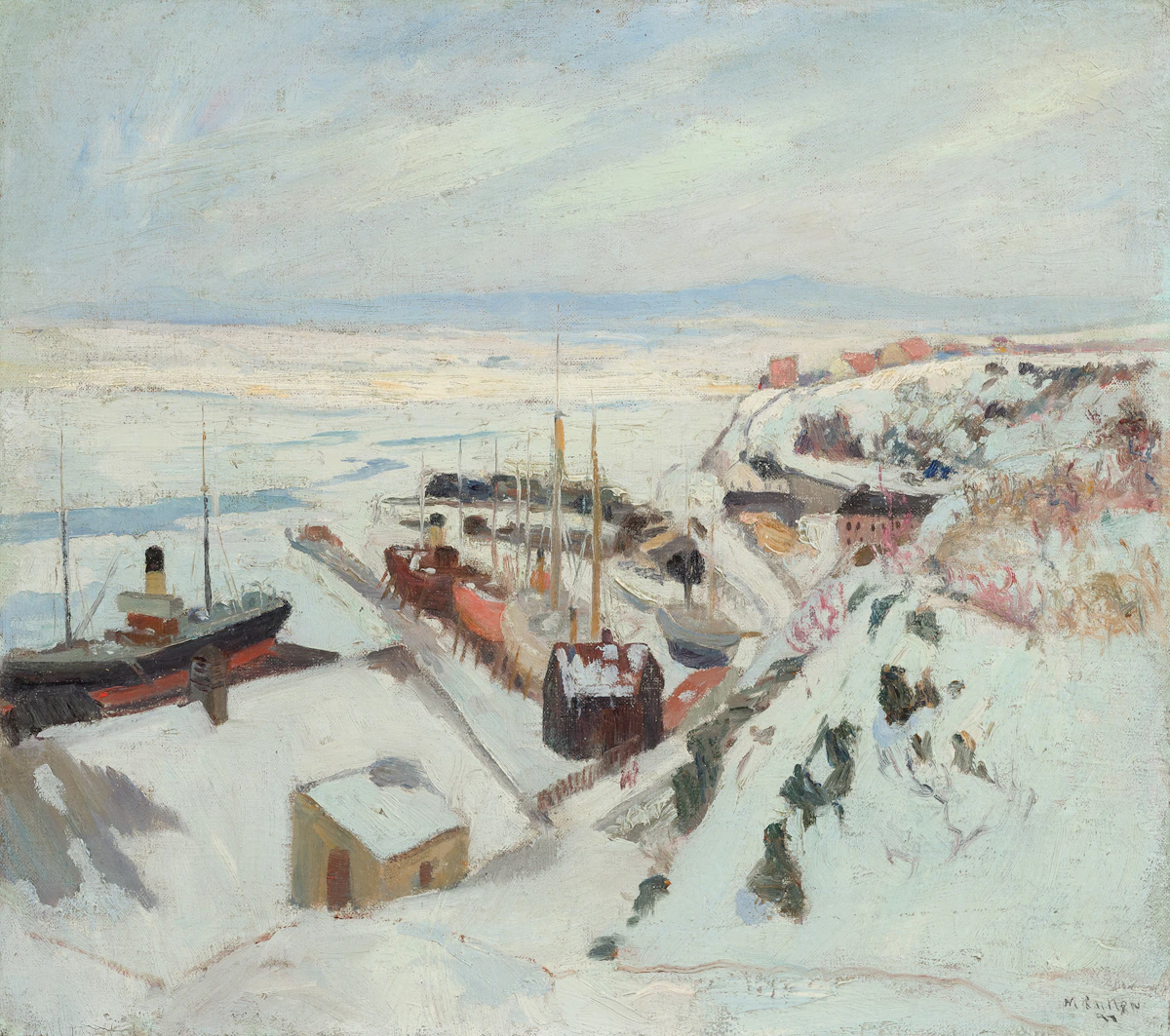 Maurice Galbraith Cullen, Shipyard at Lévis, 1897, oil on canvas, circa 1897