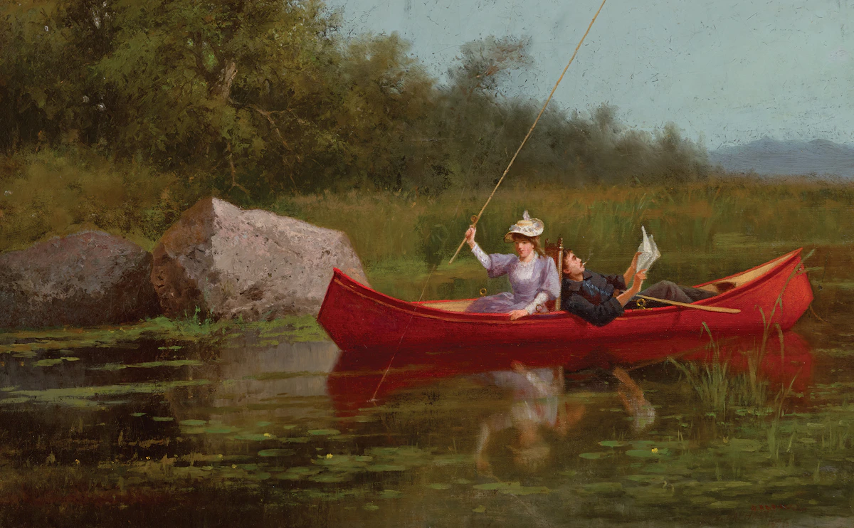 William Raphael, Throwing the Bait, River St. Charles, Quebec, 1895, oil on canvas