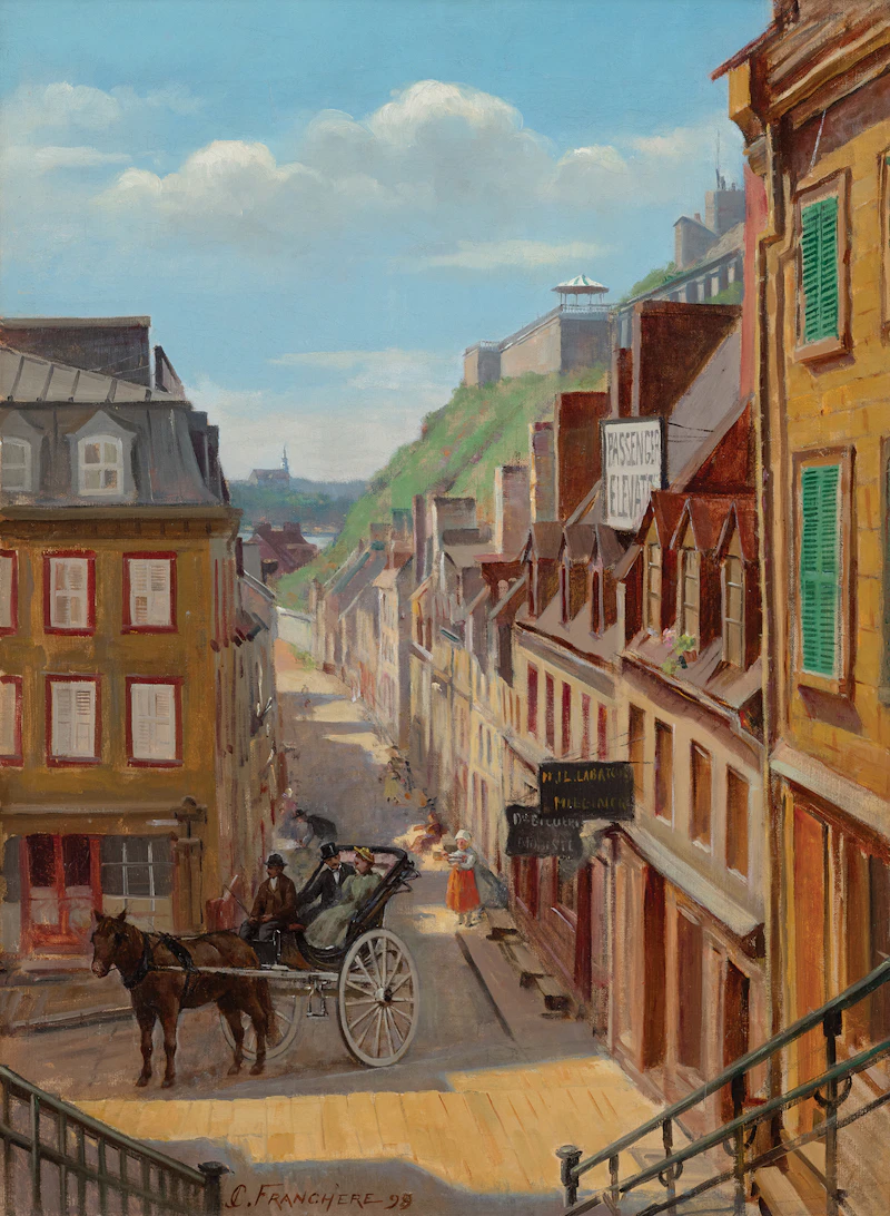 La Fiacre, Rue Champlain, Quebec City by Joseph-Charles Franchère
