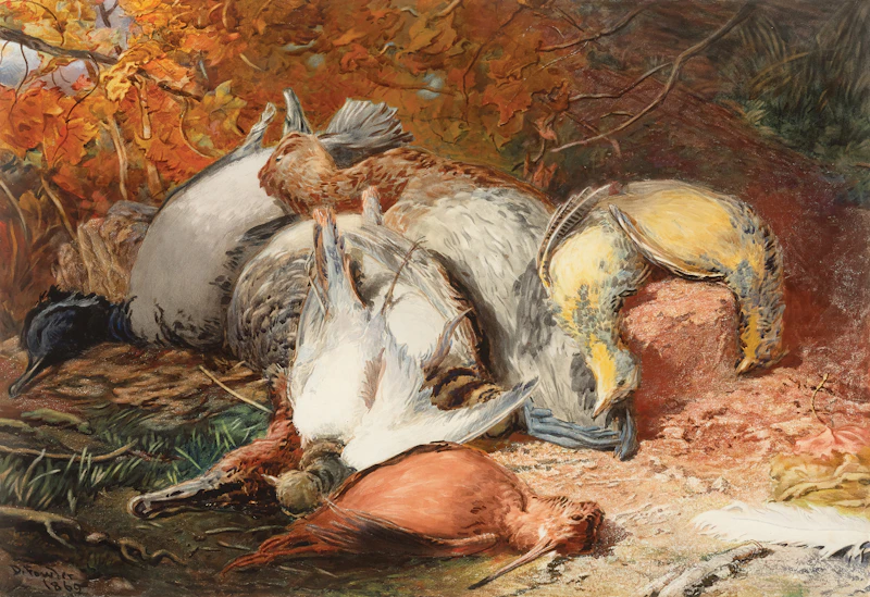 Daniel Fowler, Group of Game (Canadian Game), 1869, watercolour on paper