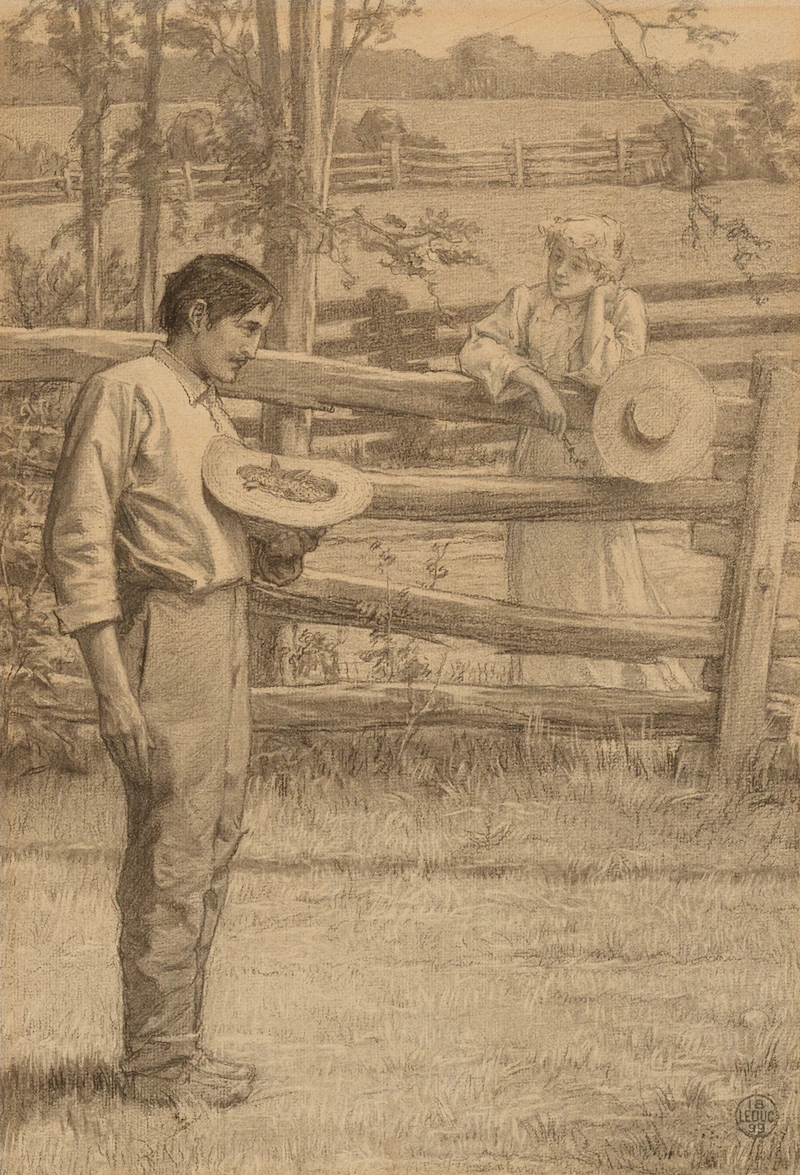 Ozias Leduc, The Meeting of Fernande and Claude (La rencontre de Fernande et de Claude), 1899, charcoal