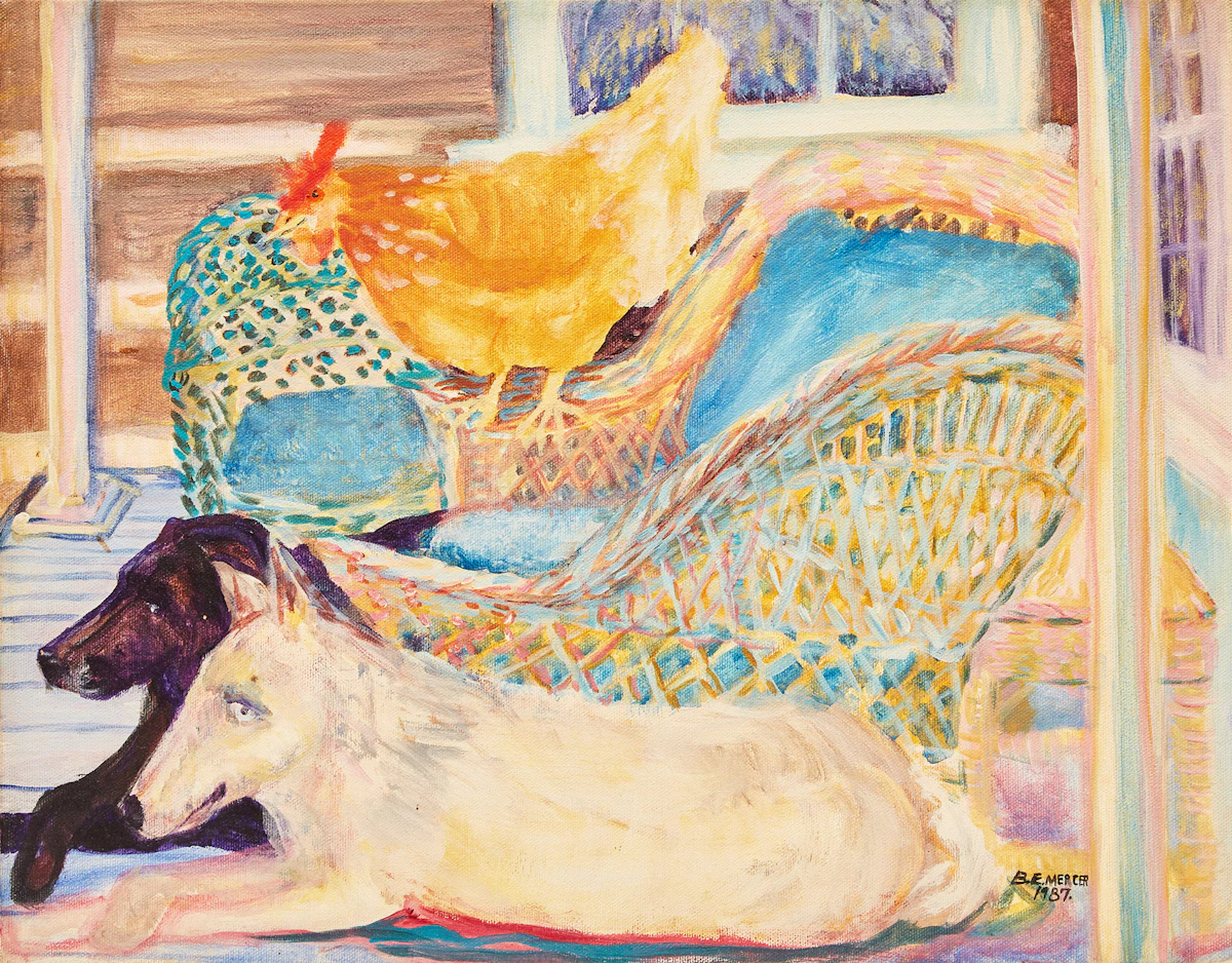 Barbara E. Mercer, Stray Chick “Chen”, acrylic on canvas, 1987