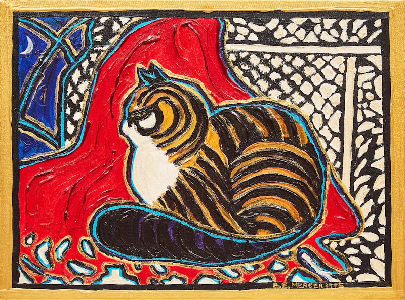 Barbara E. Mercer, Cat Dreams No. 1, acrylic on canvas