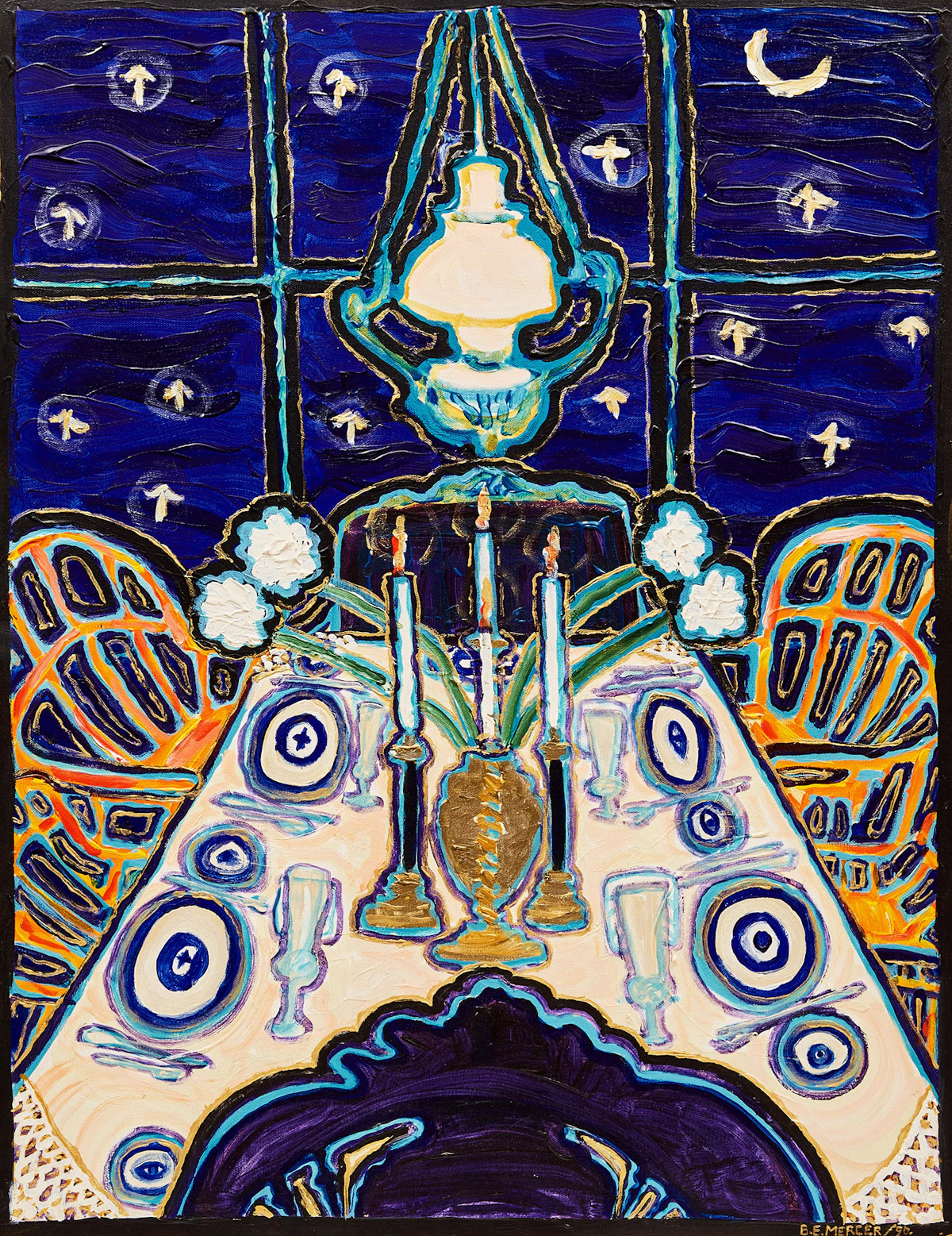 Barbara E. Mercer, Birthday Love Songs, acrylic on canvas, 1990