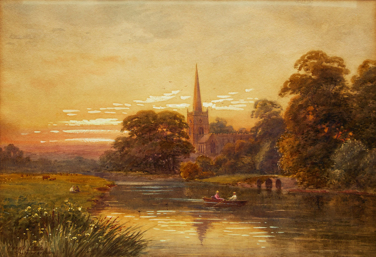 Harold Lawes, Stratford on Avon, watercolour heightened with white pigment