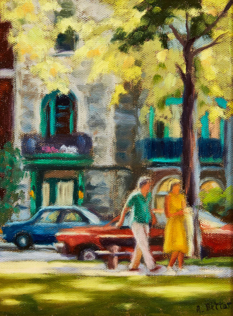 Antoine Bittar, Les touristes, oil on board