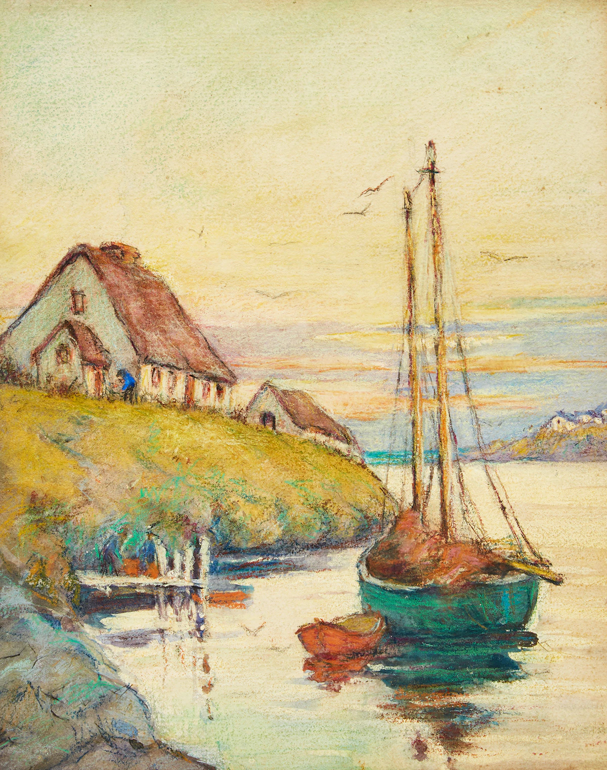 Berthe Des Clayes, Fisherman’s Cottage, Nova Scotia, pastel