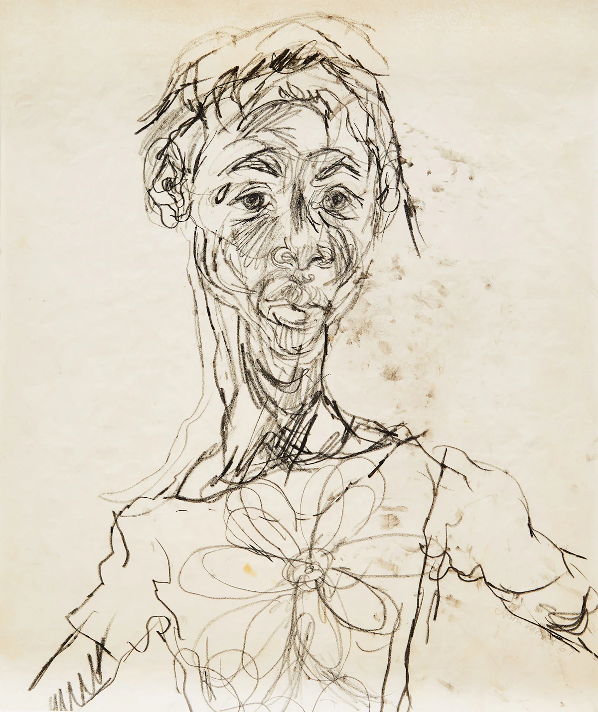 Jason Monet, Flower Shirt: Andrea Sitting in a Bathtub, two works on paper