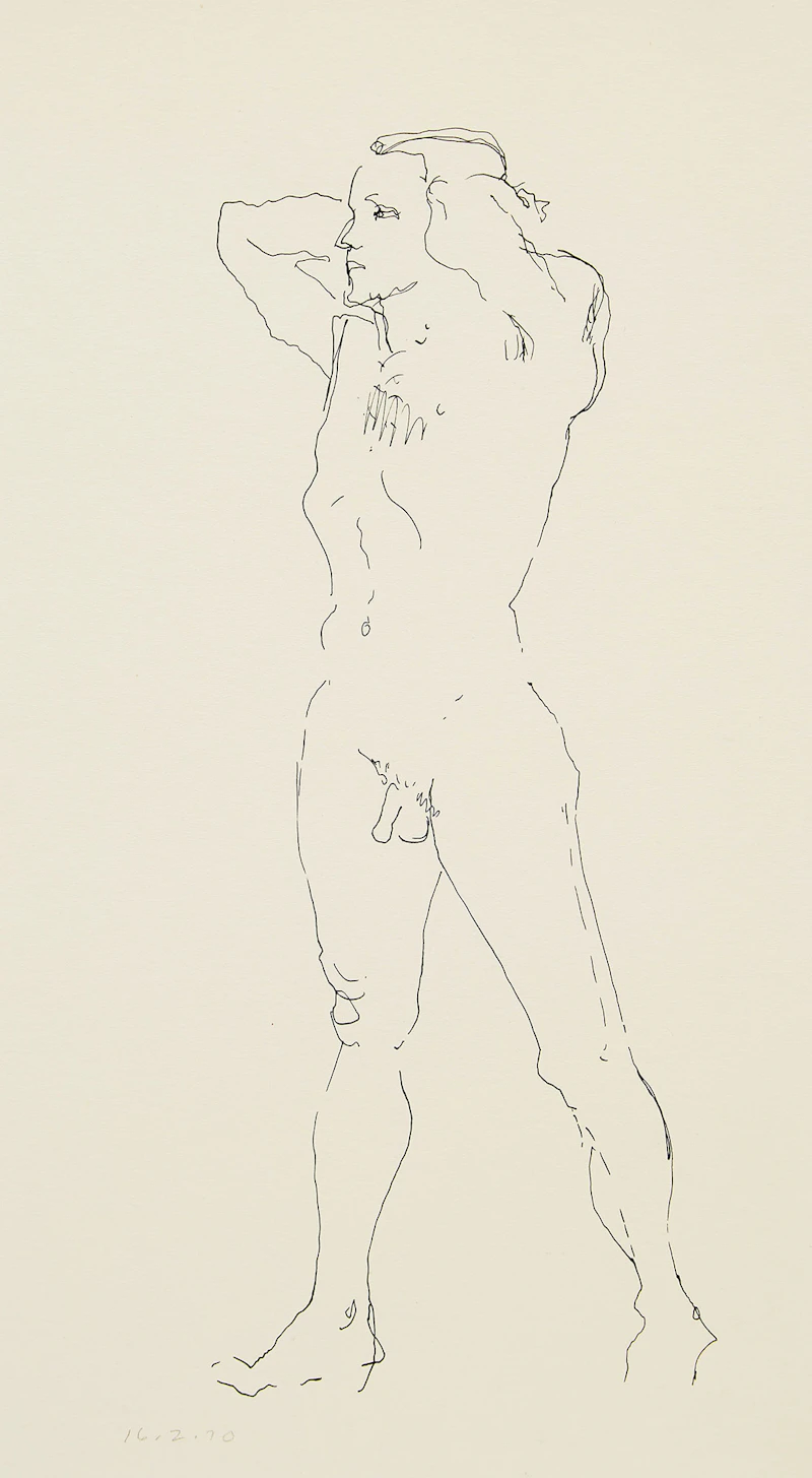 Alma Mary Duncan, Study of a Man, ink drawing