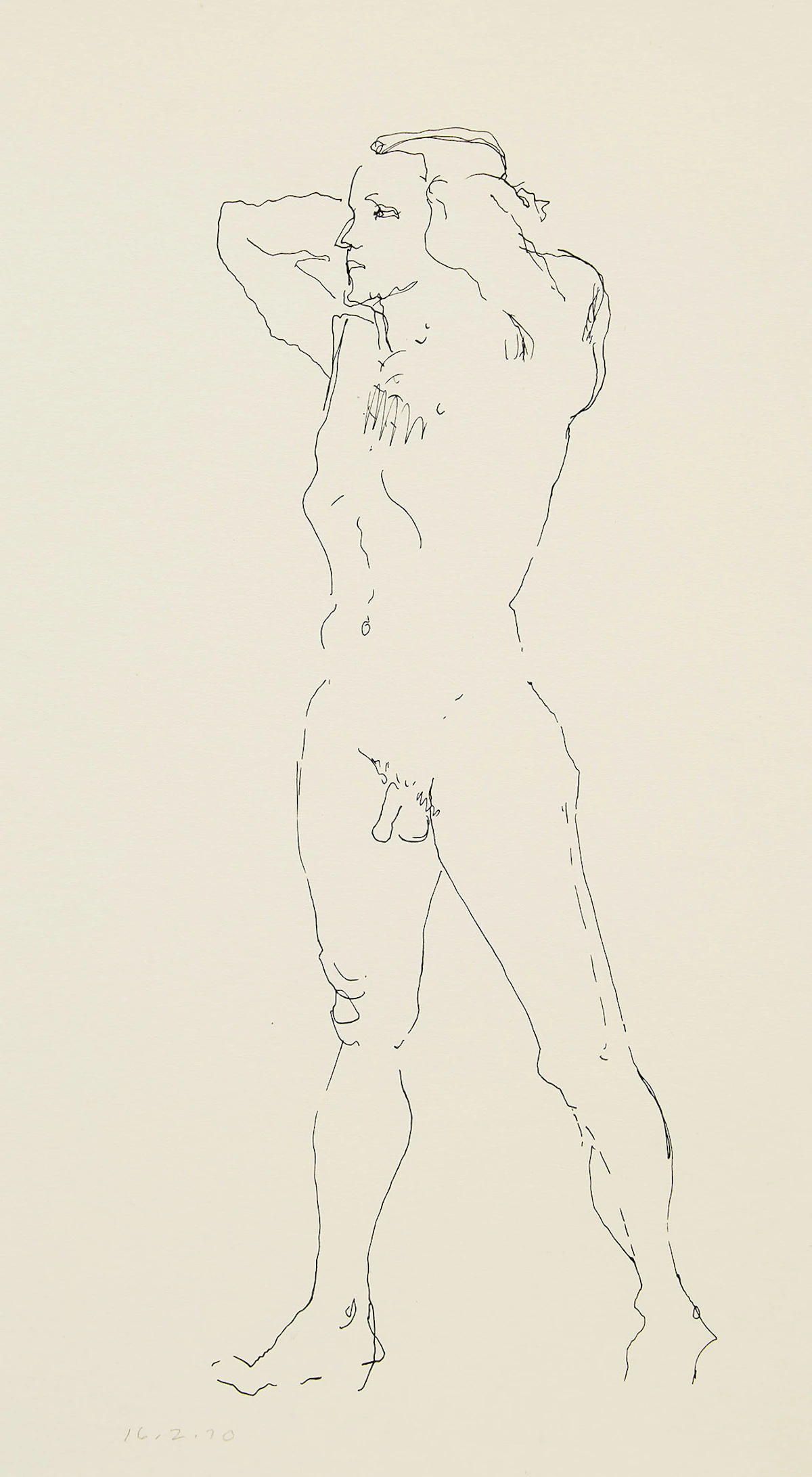 Alma Mary Duncan, Study of a Man, ink drawing, 1970