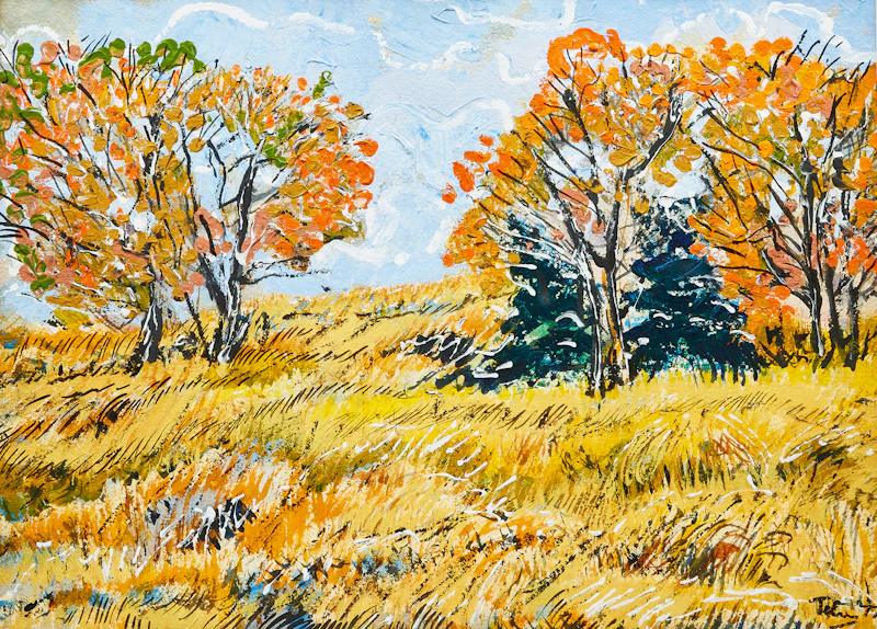 Mashel Teitelbaum, October Blaze, acrylic on paper