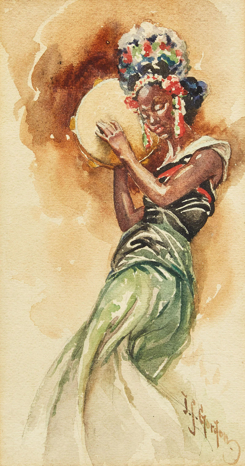 John Sloan Gordon, Caribbean Dancer, watercolour