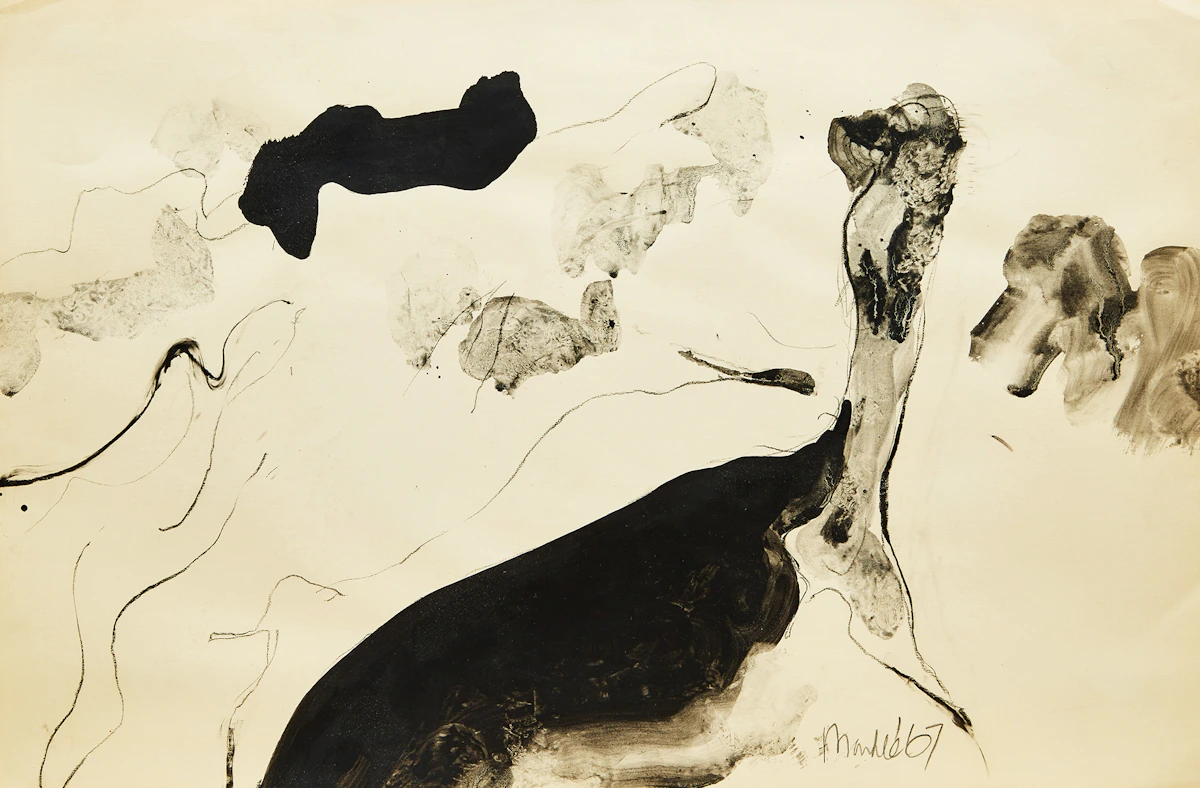 Robert Markle, Untitled #CT-6; Untitled #CT-3, two charcoals and tempera