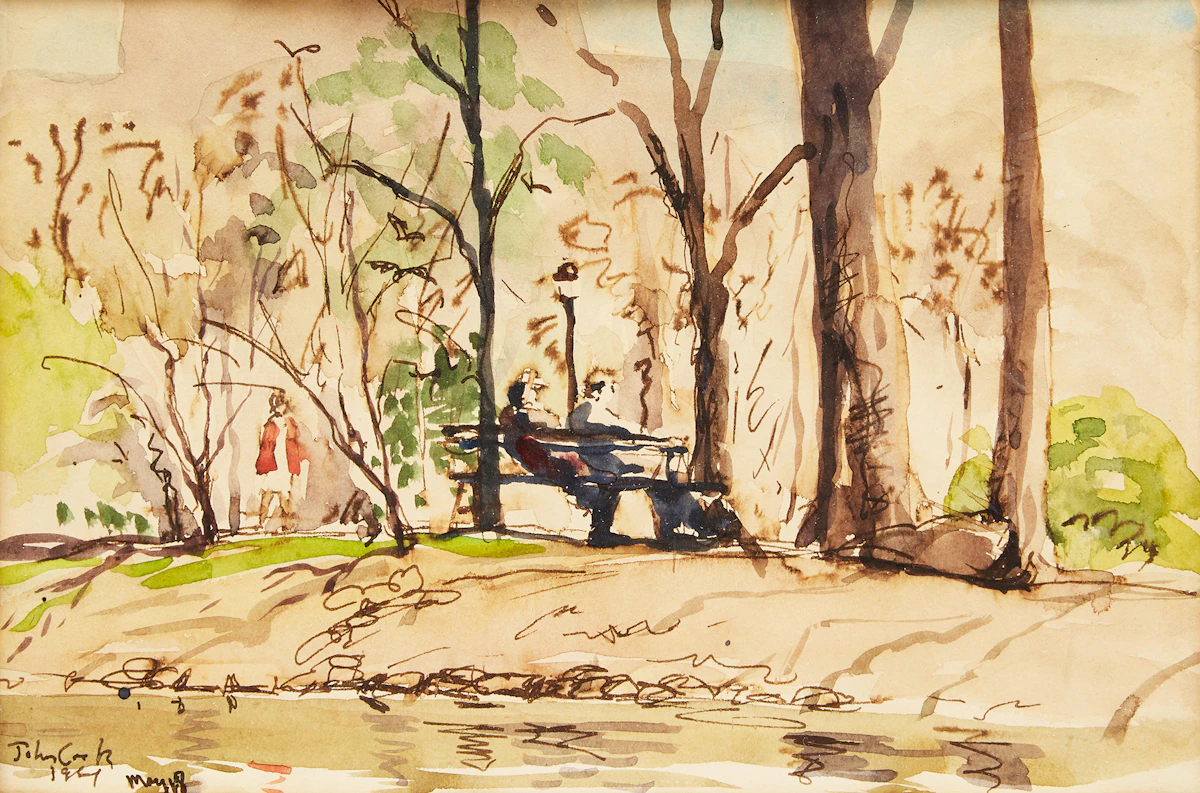 John James Cook, City Park, watercolour
