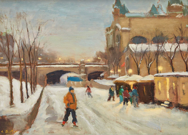 Antoine Bittar, On the Canal, Ottawa, oil on board