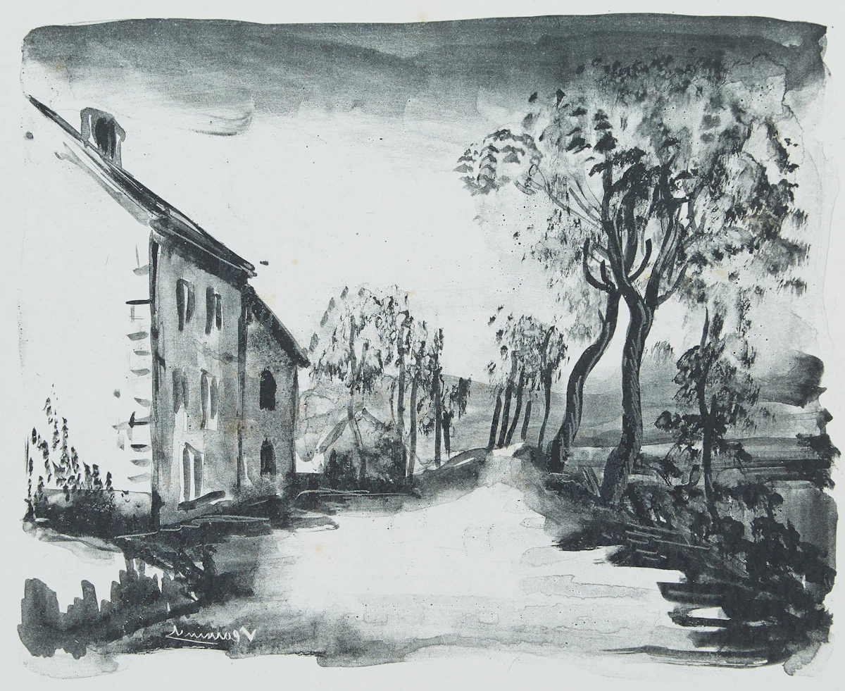 Maurice de Vlaminck, Nelle-la-Vallée, le Chemin aux Bords du Sausseron, lithograph