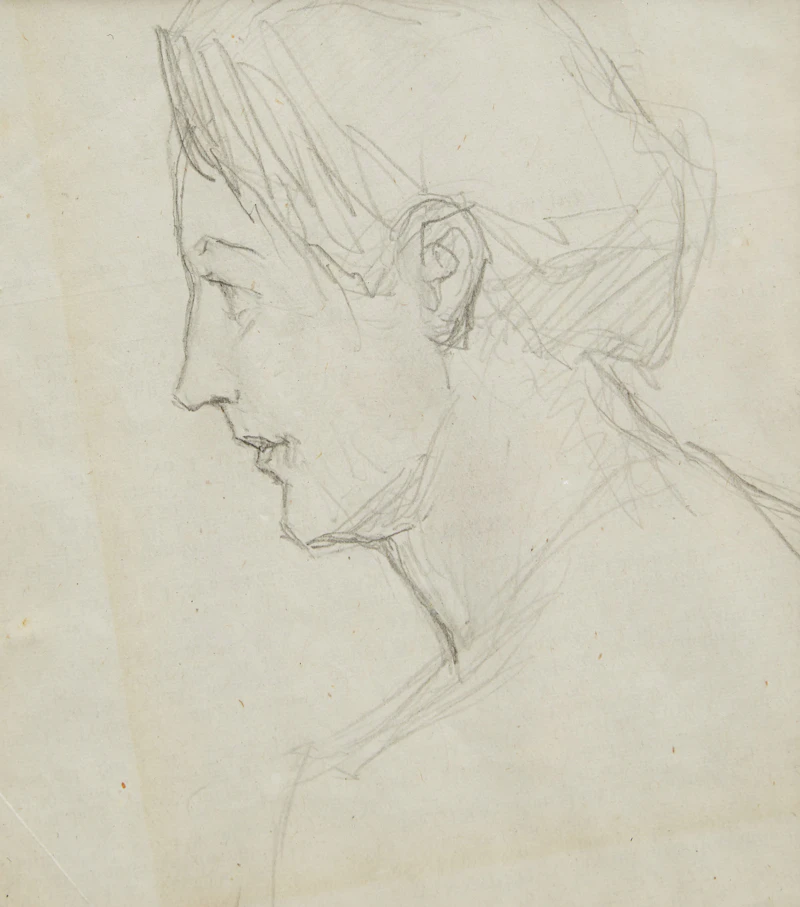 Unknown Artist, Profile of Man, pencil on paper