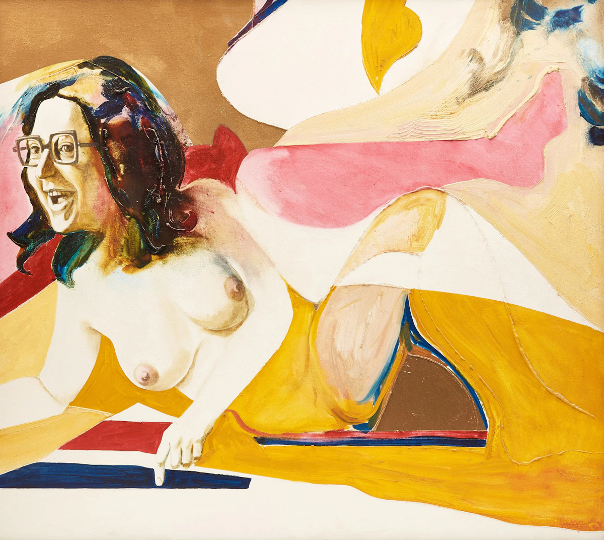 Thomas Sherlock Hodgson, Untitled, Reclining Nude with Glasses, oil on canvas