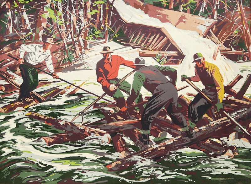 Joseph Sidney Hallam, Log Drive, sampson-matthews silkscreen