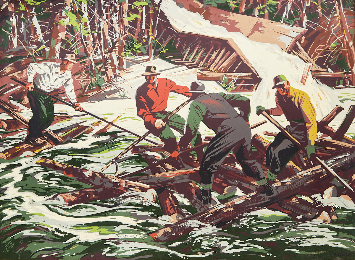 Joseph Sidney Hallam, Log Drive, sampson-matthews silkscreen