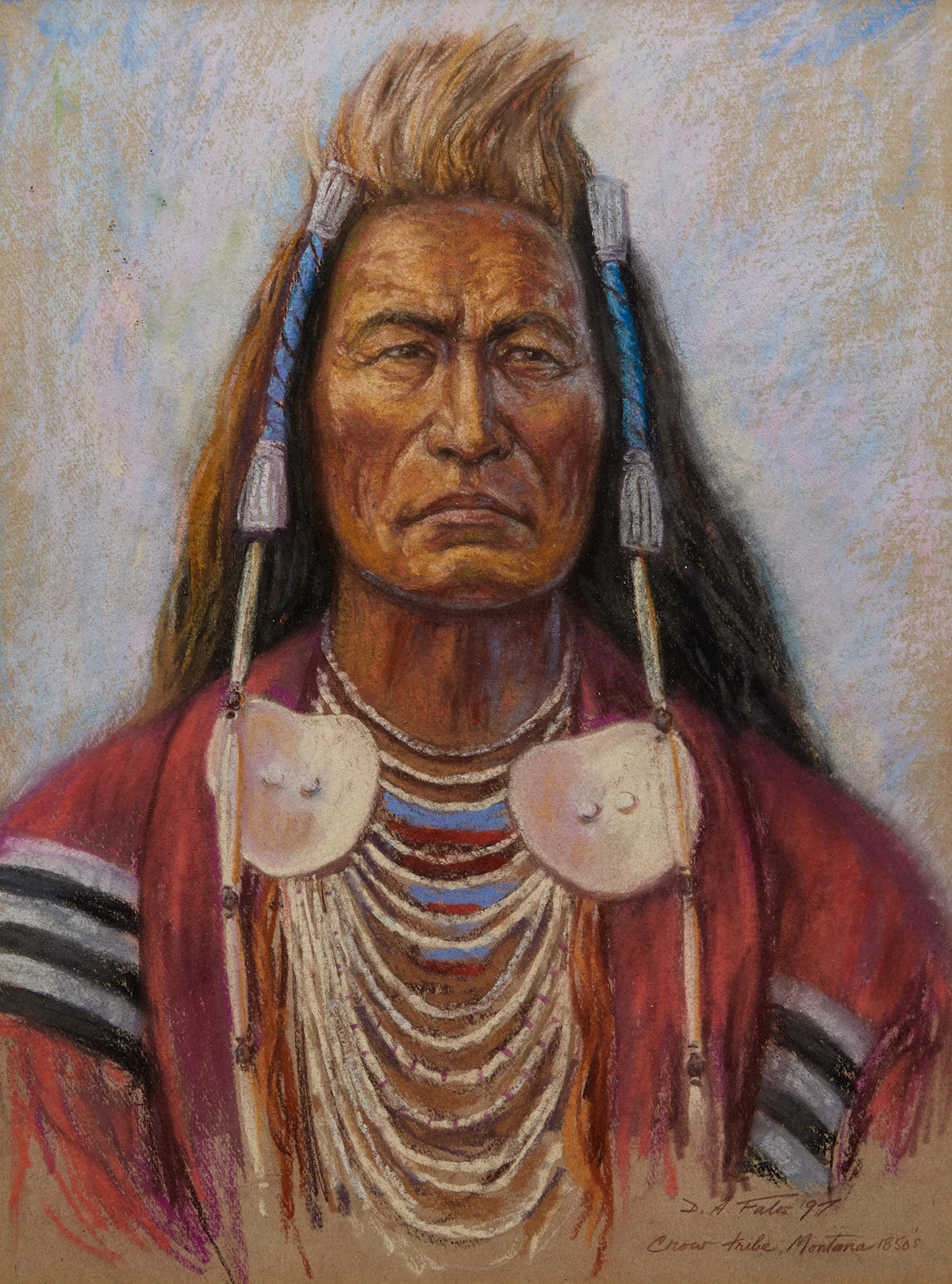 Douglas Allan Fales, Crow Tribe, Montana 1850’s, pastel, 1997