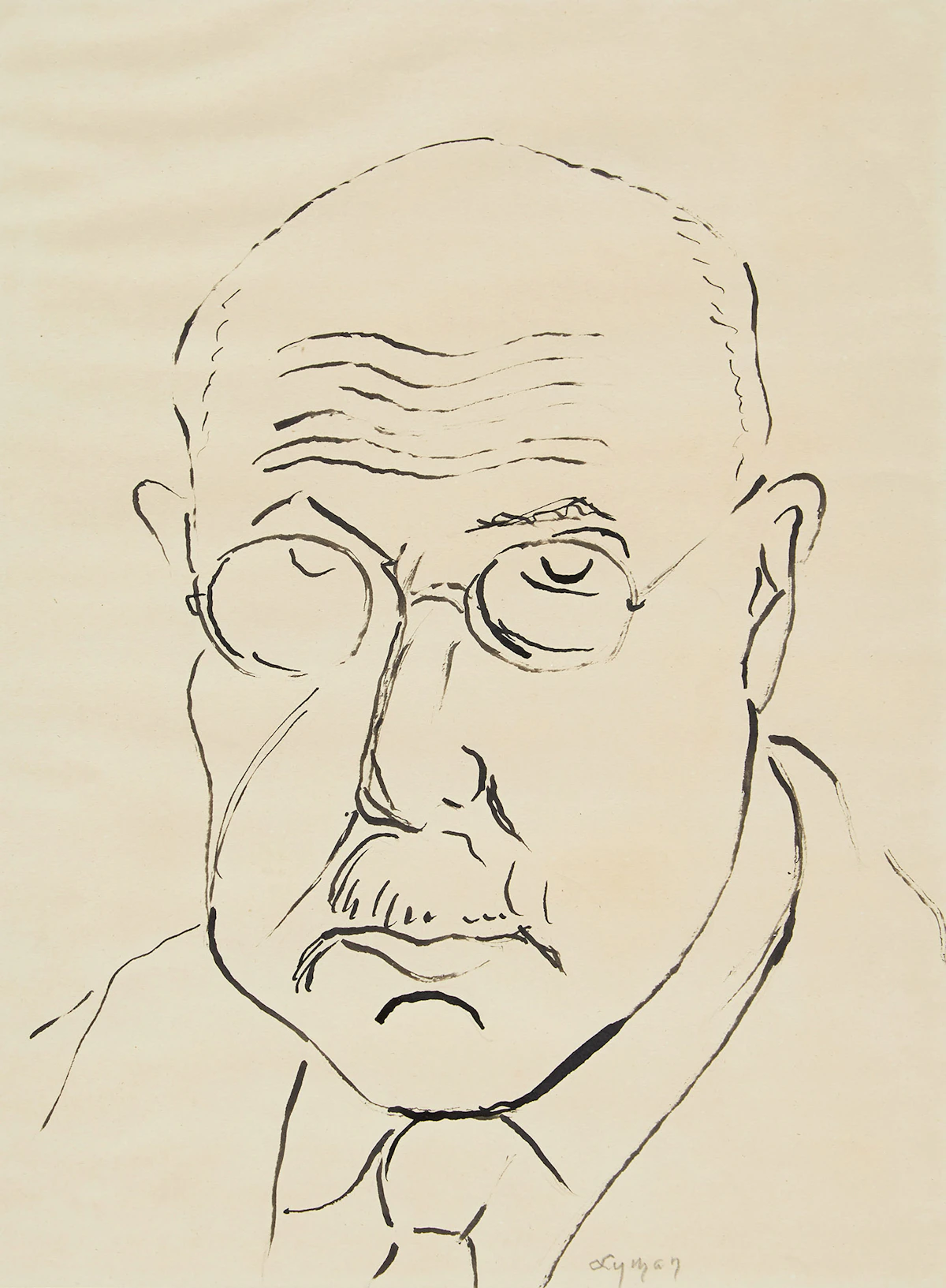 John Goodwin Lyman, Self Portrait, ink