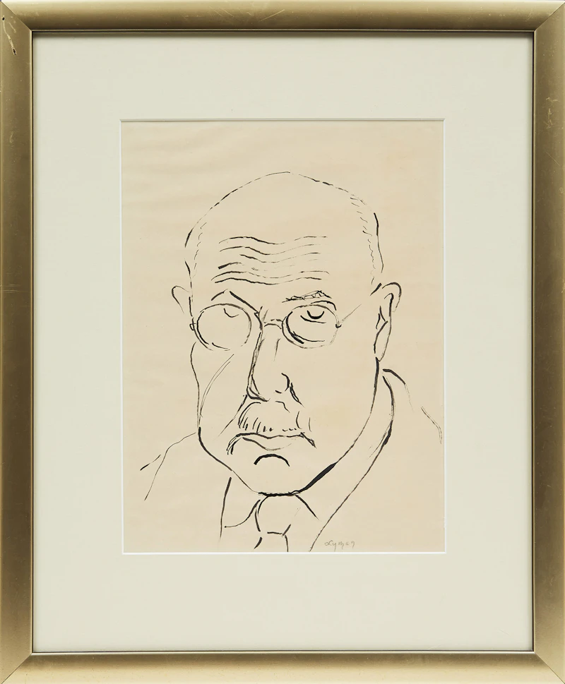 John Goodwin Lyman, Self Portrait, ink - view 2