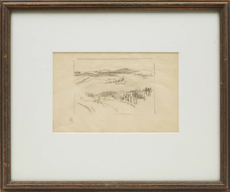 Arthur Lismer, Village in a Rolling Landscape, pencil drawing - view 2