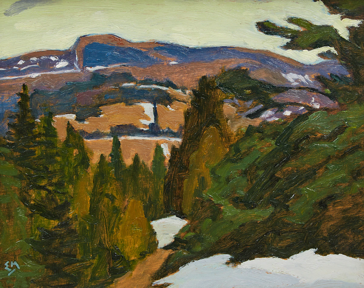 Edwin Headley Holgate, Morin Heights, Laurentians , oil on board, 1959