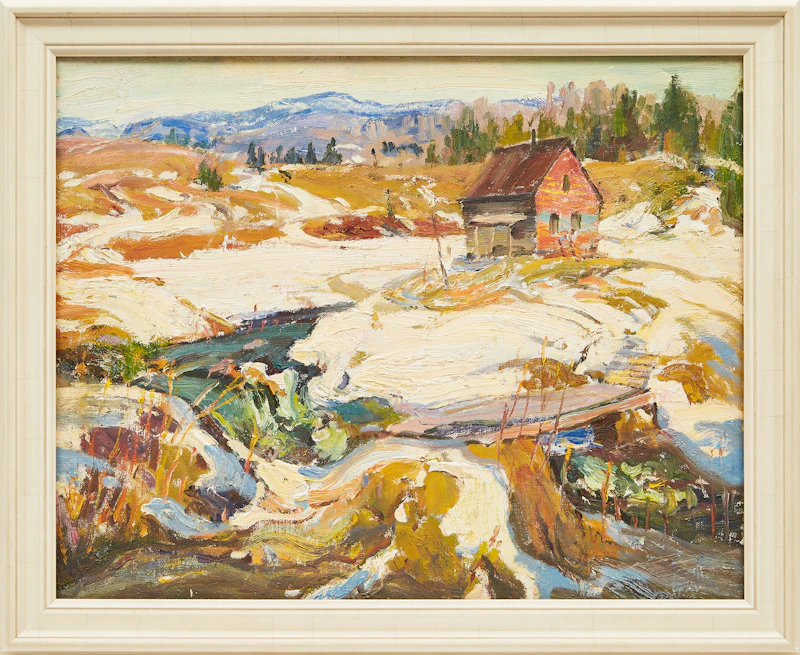 George Paginton, Winter Landscape with Farm House, oil on canvas board, circa 1970 - view 2