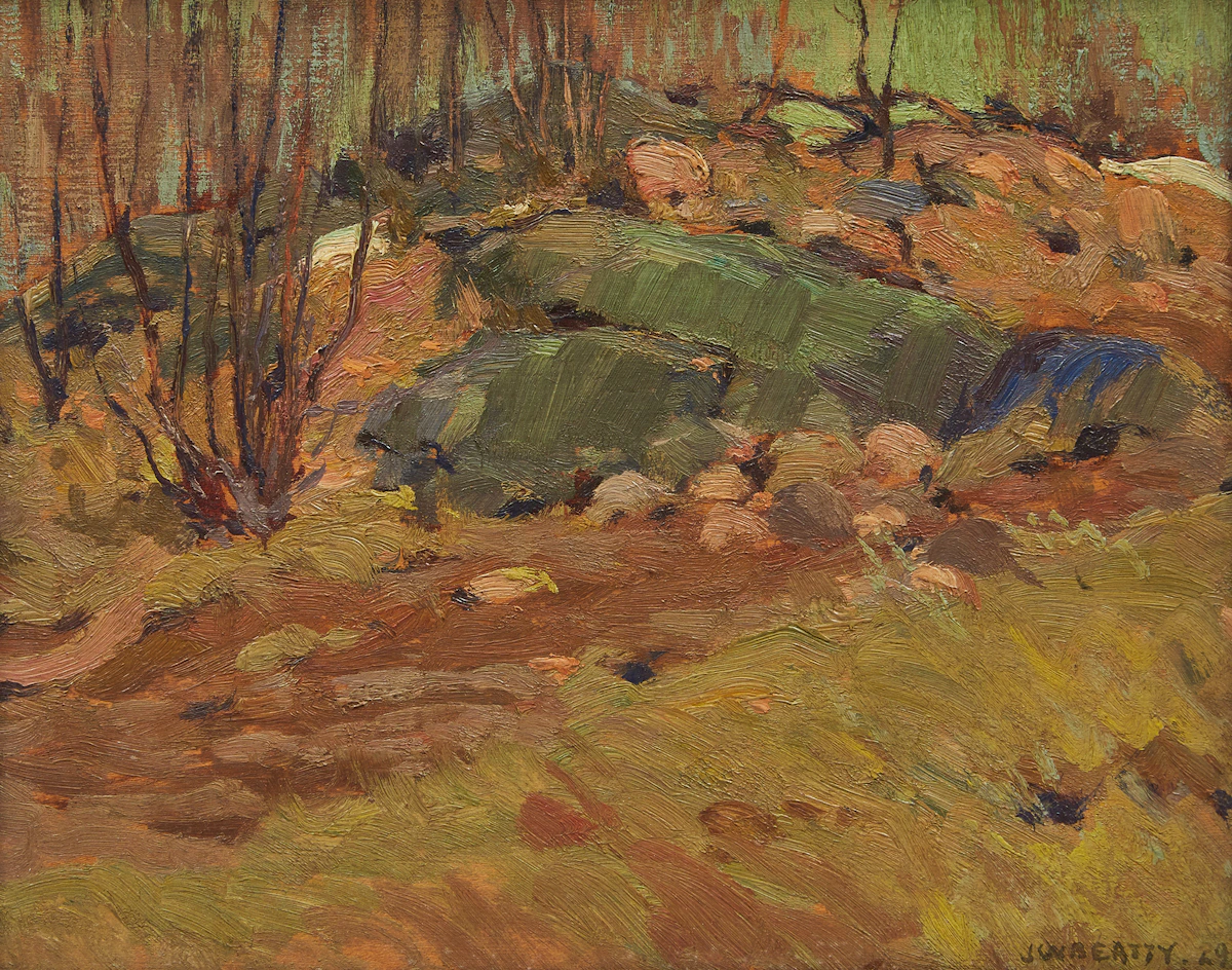 John William Beatty, Spring Landscape, oil on board, 1929