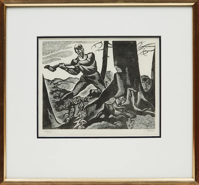 Edwin Headley Holgate, The Woodchopper, woodcut - view 2