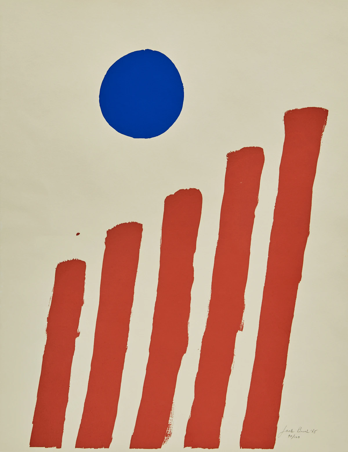 Jack Hamilton Bush, Red Stripes - New York, colour silkscreen, 1965