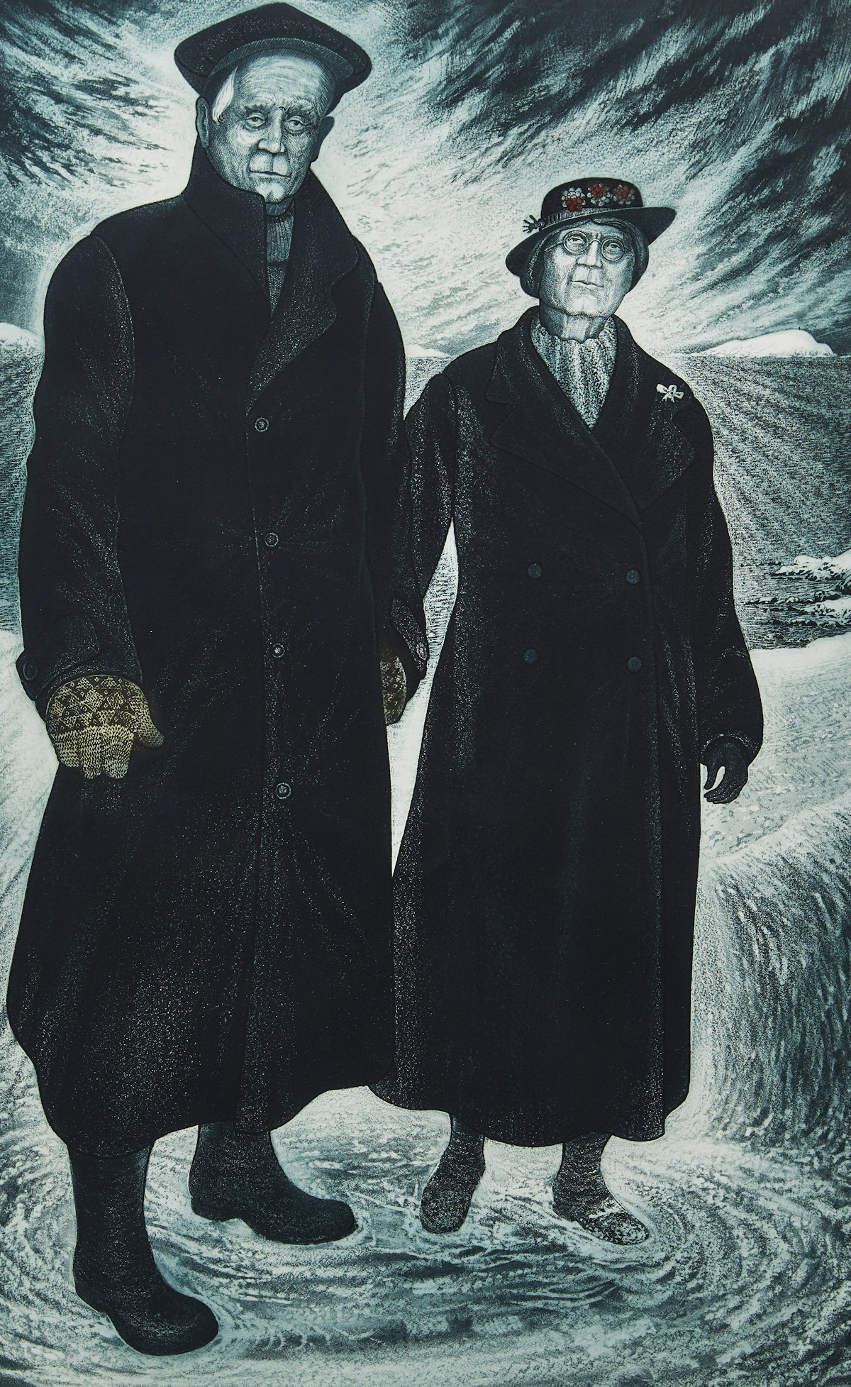 David Lloyd Blackwood, Captain Alb and Aunt Nance, etching, 1982