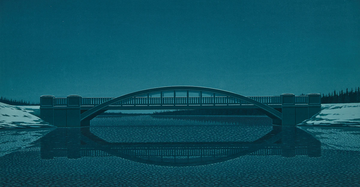 Christopher Pratt, The Bridge, screenprint in colours, 1989